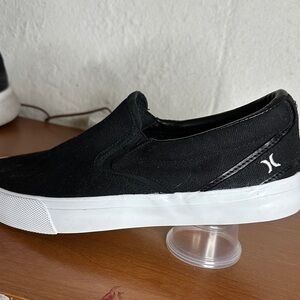 Hurley Men's Black and White Slip-On Sneakers